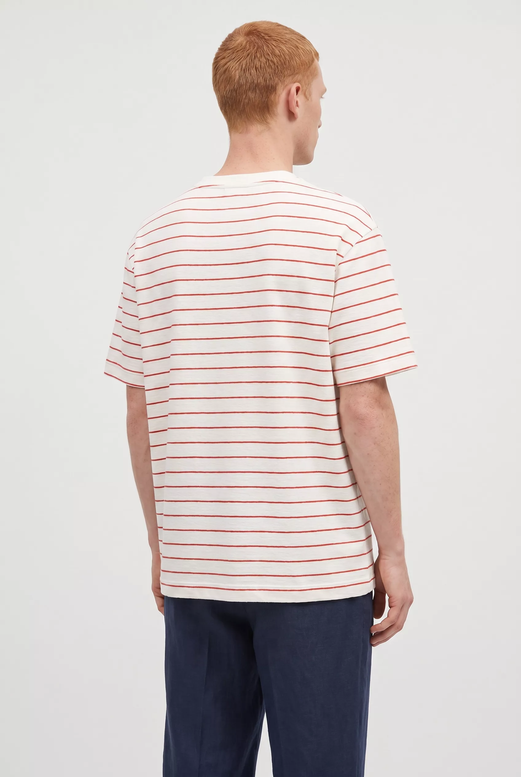 TSHIRT EN COTON ECRU A RAYURES ROUGES NN.07 PEDRO SS-588