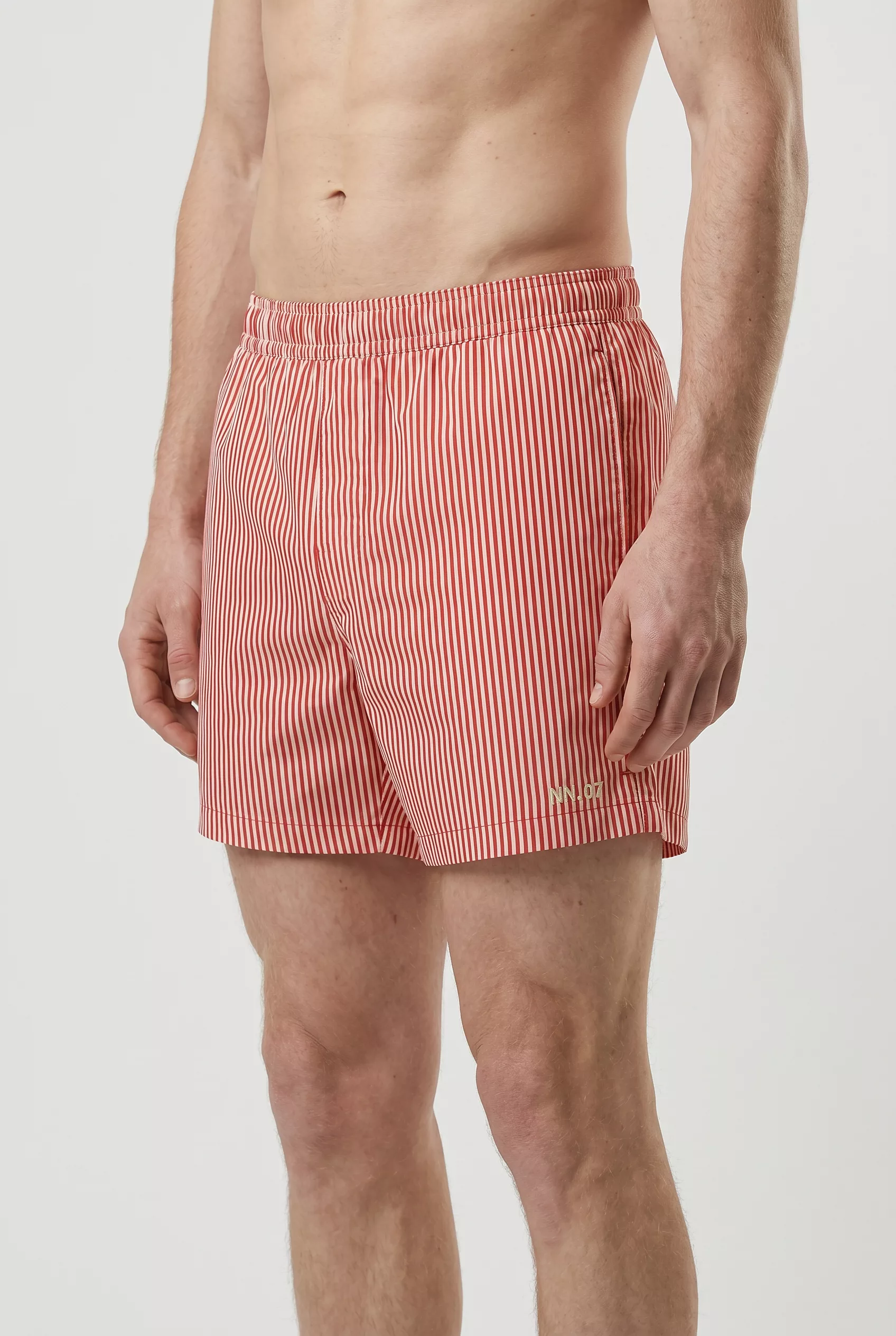MAILLOT DE BAIN A RAYURES ROUGE ET BEIGE NN.07 HOLIDAY-750
