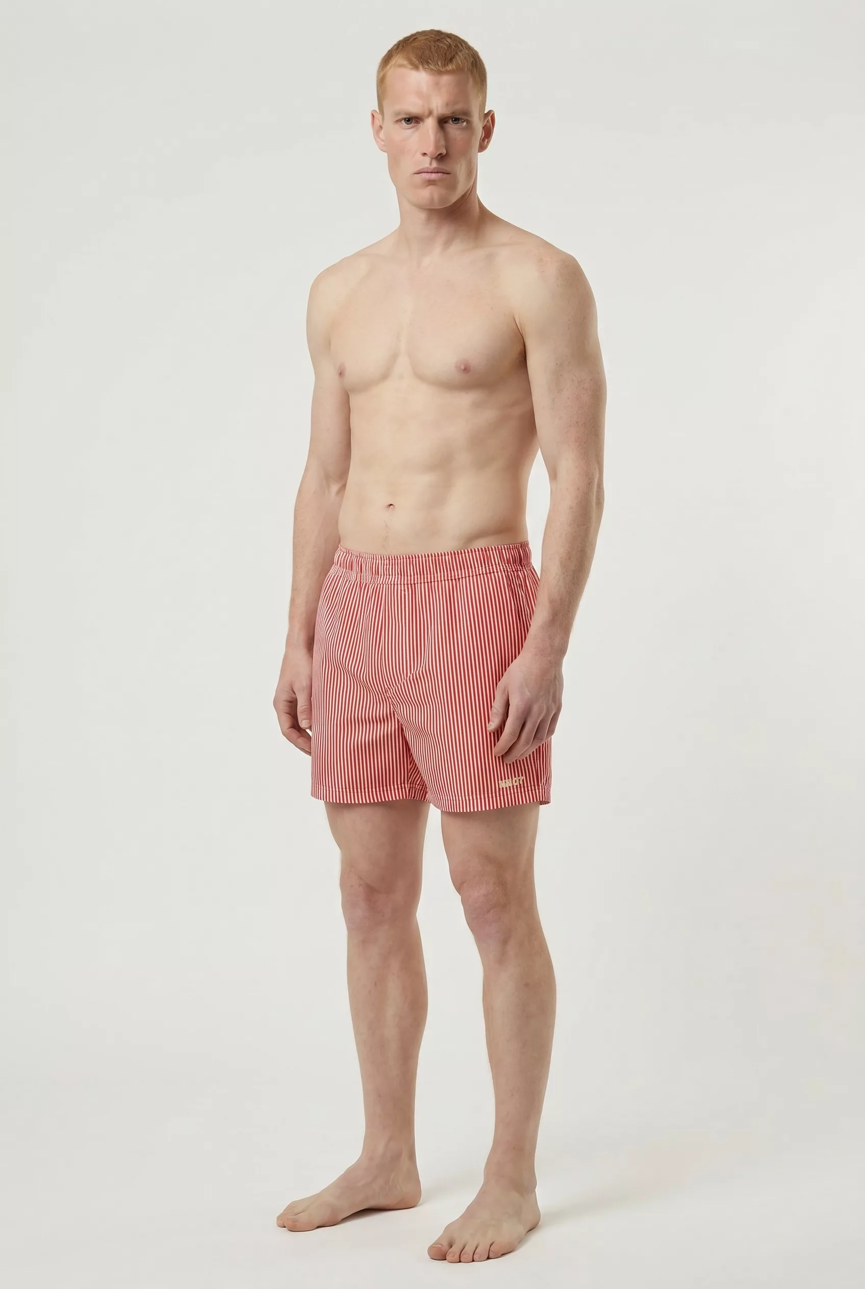 MAILLOT DE BAIN A RAYURES ROUGE ET BEIGE NN.07 HOLIDAY-750