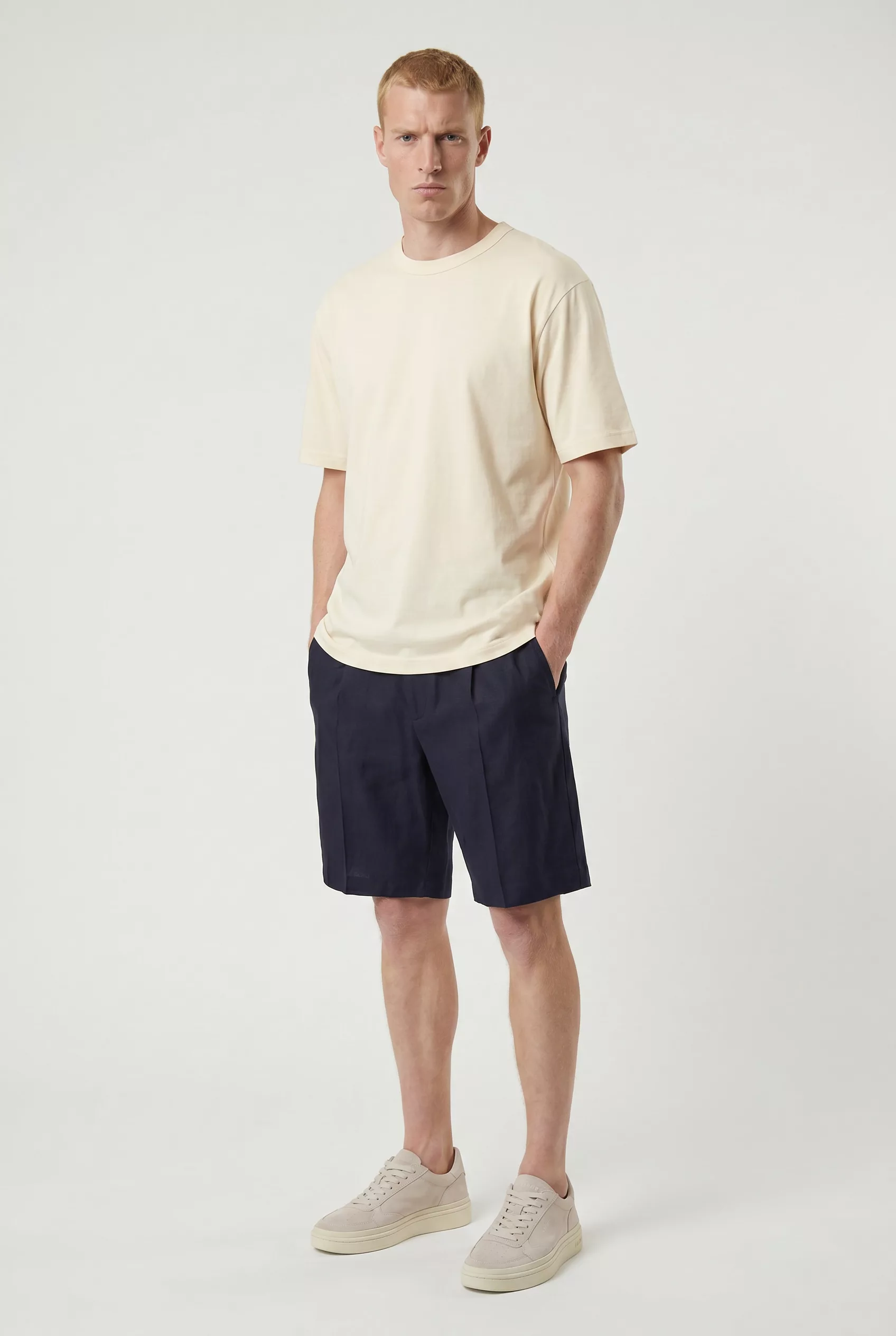 SHORT A PINCES EN LIN MARINE NN.07 KAY SH -20A
