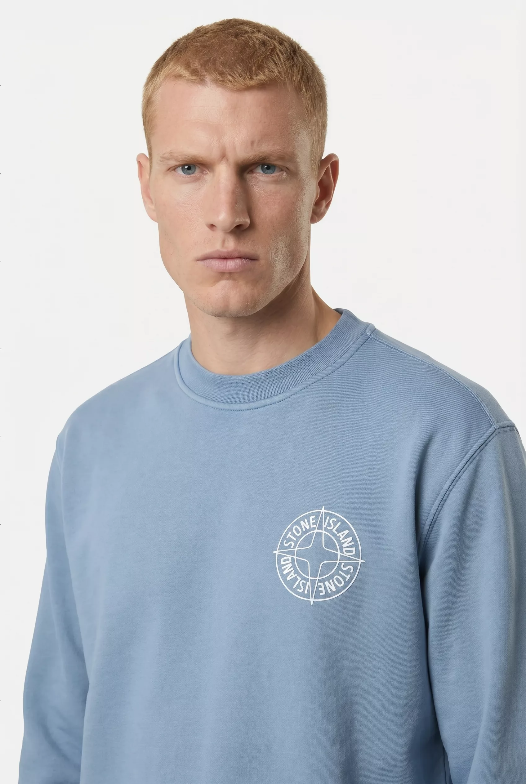 SWEAT STONE ISLAND BLEU 6100001-V0024