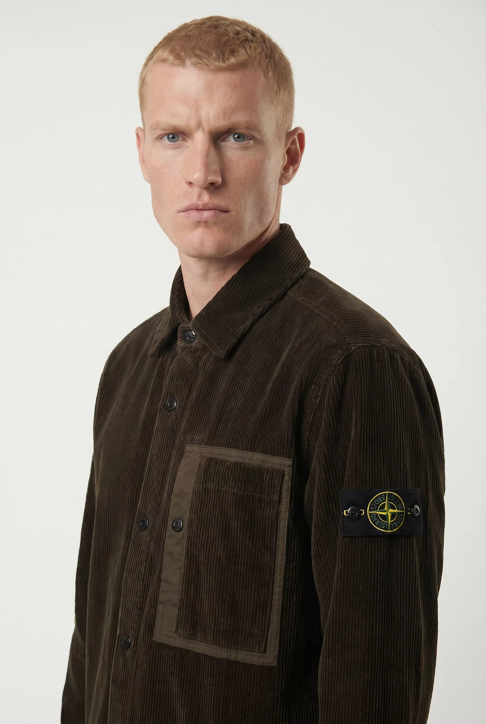 STONE ISLAND Surchemise Gris Charbon Organic Cotton Corduroy 800
