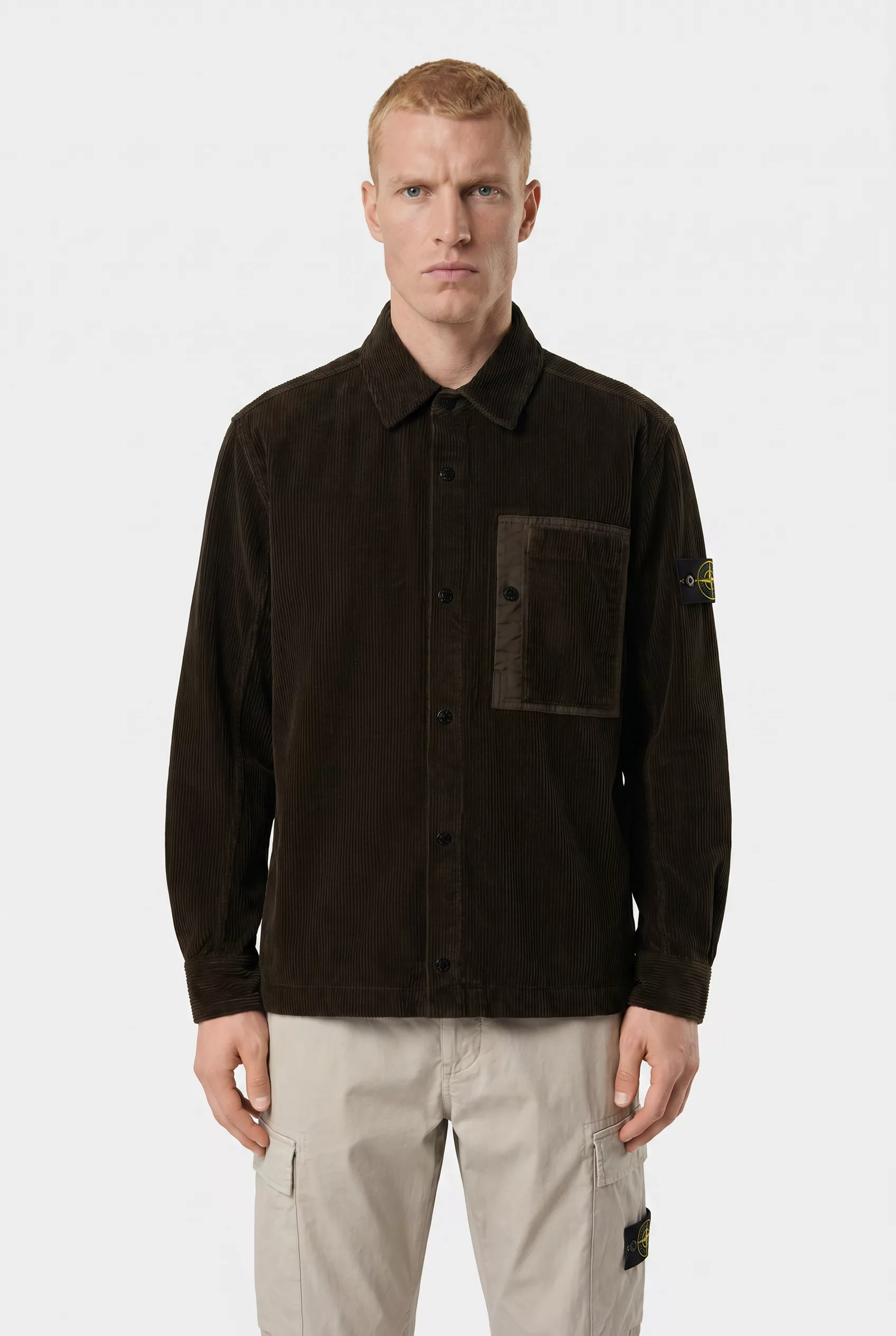 STONE ISLAND Surchemise Gris Charbon Organic Cotton Corduroy 800