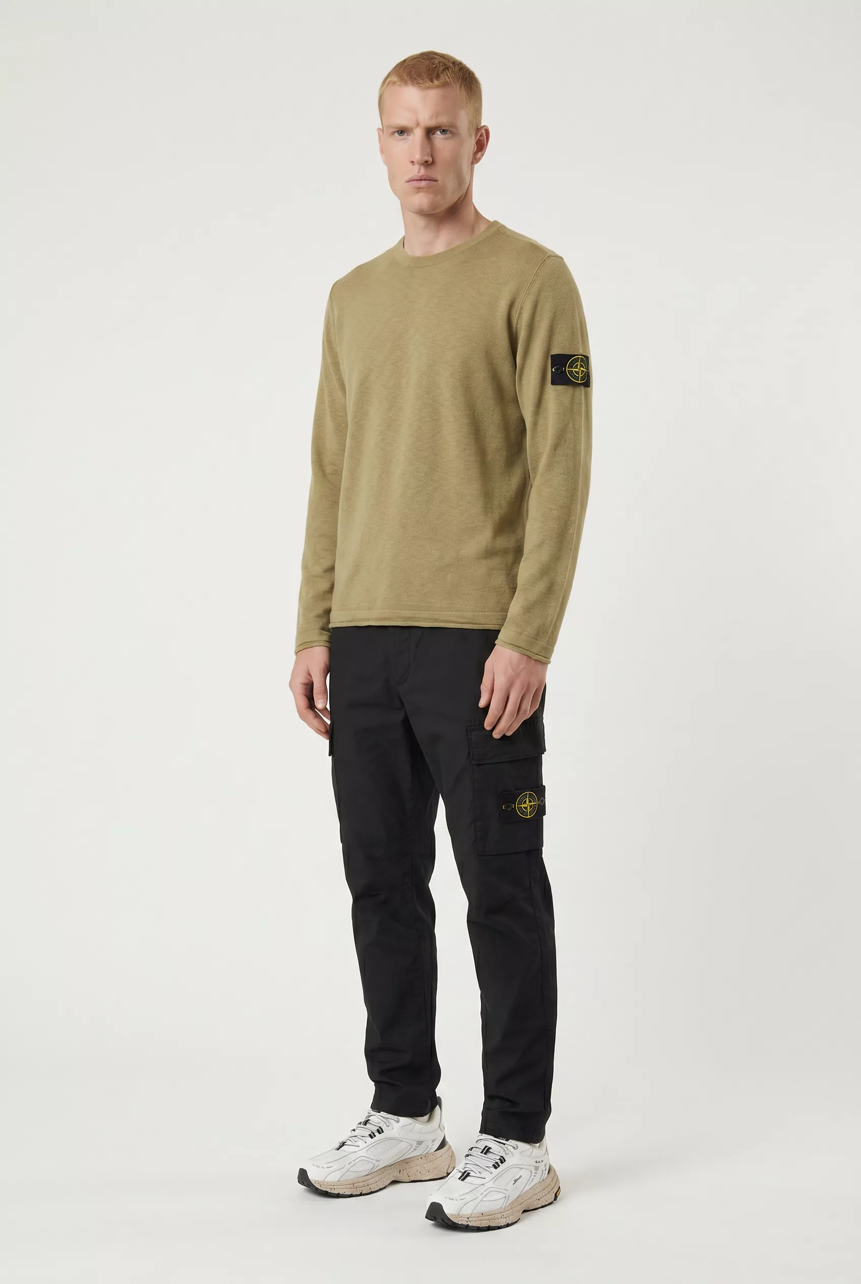 STONE ISLAND Pantalon Cargo Noir Stretch Organic Cotton Twill