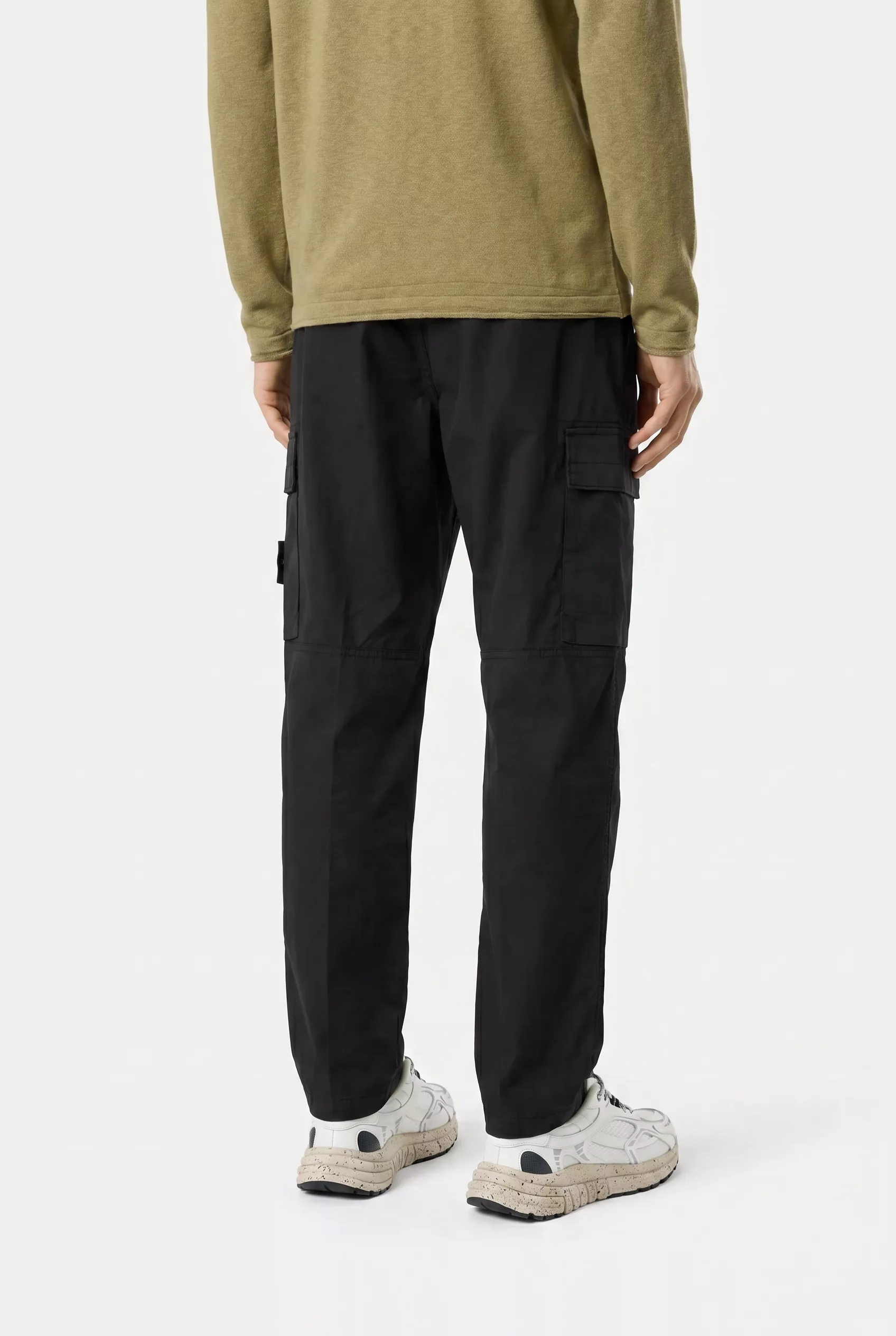 STONE ISLAND Pantalon Cargo Noir Stretch Organic Cotton Twill